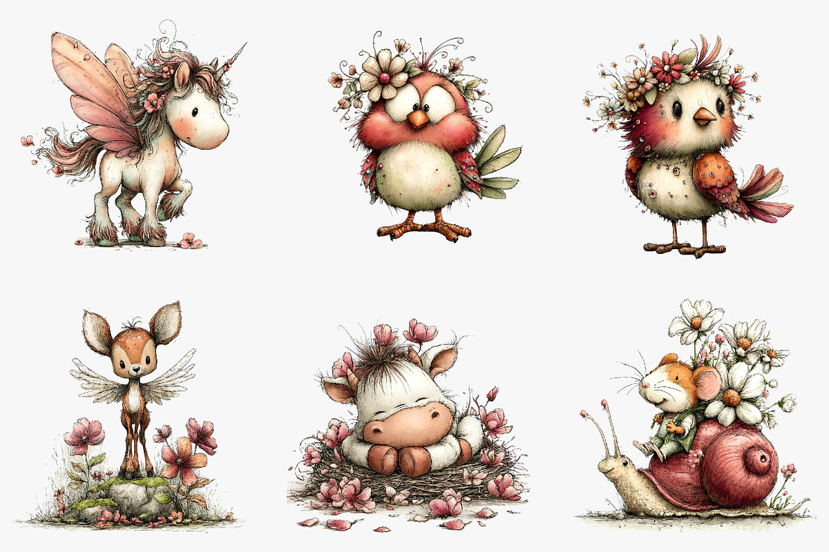 Magical springtime animals clipart, an Illustration by CreationArt (Photo 4 of 6)