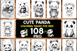 Cute Panda Coloring Pages for Kids, an Animal Illustration by LA Design
