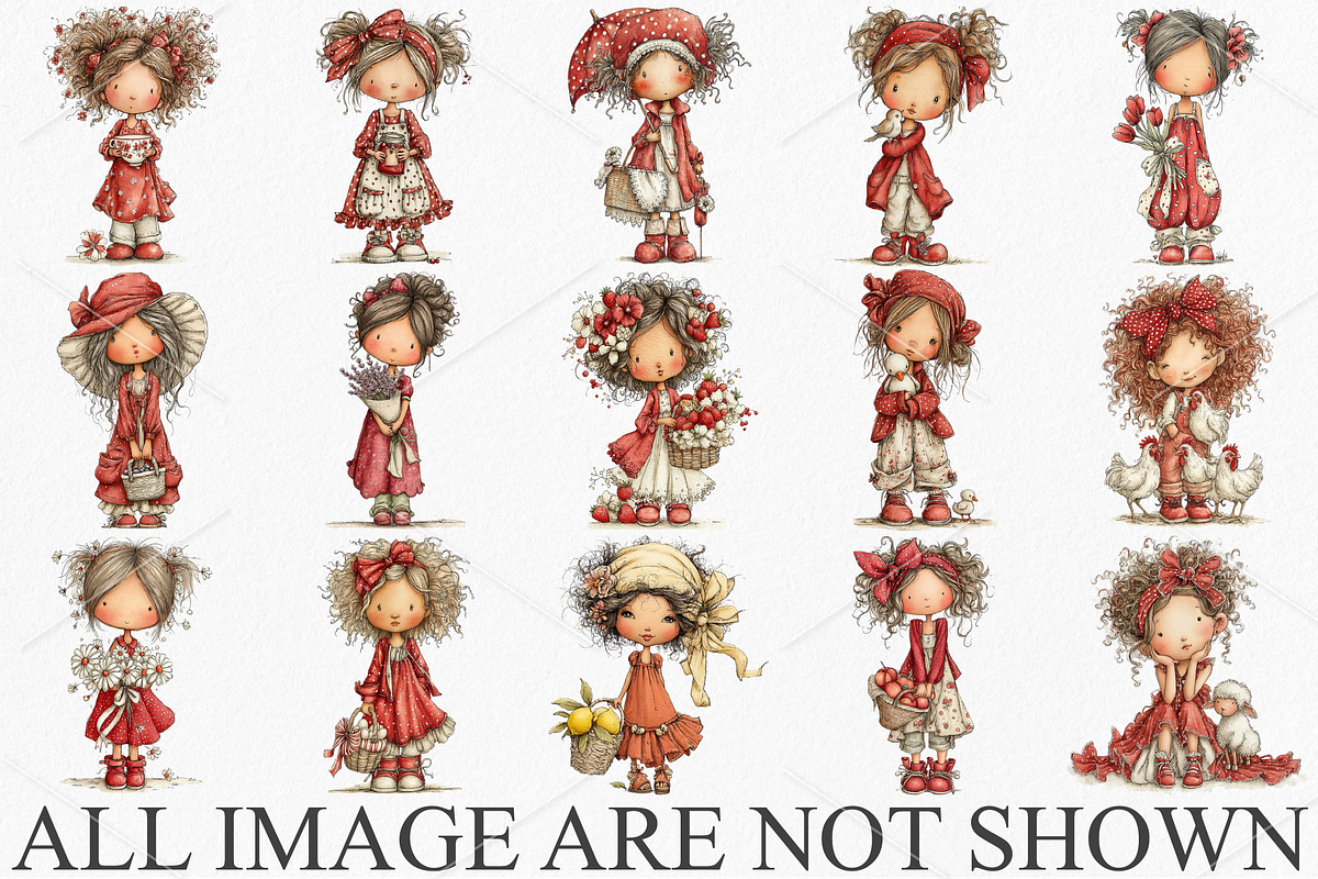 Watercolor Coquette Farm Girl PNG, a Seasonal Illustration by Canvas Craft (Photo 4 of 5)