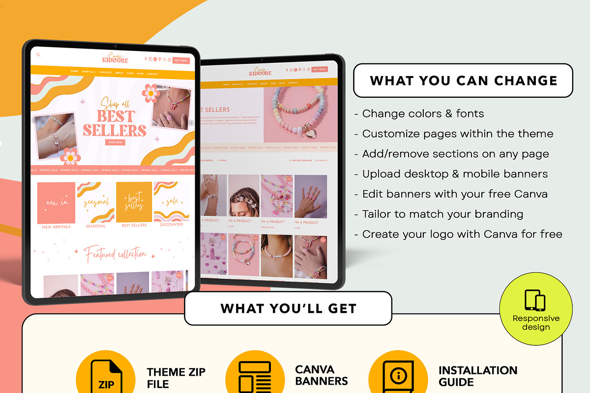 Peach Shopify Website Theme, a Shopify Template by Template Twist Shop (Photo 4 of 9)