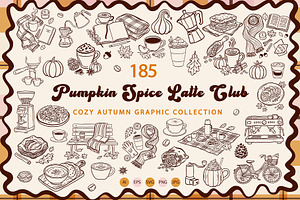 Retro Autumn Coffee Clipart Vector