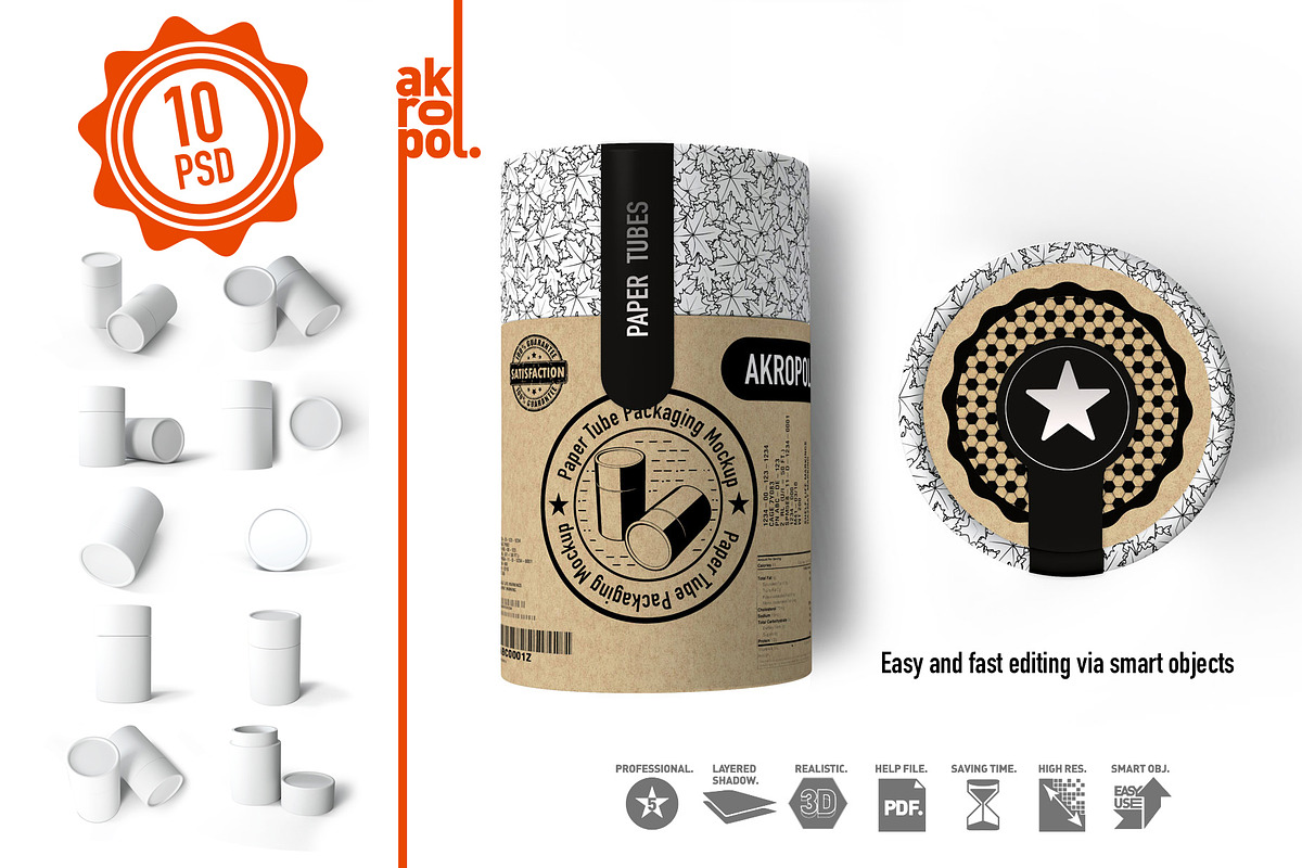 Paper tubes (big) Mock up, a Packaging Mockup by akropol (Photo 3 of 10)