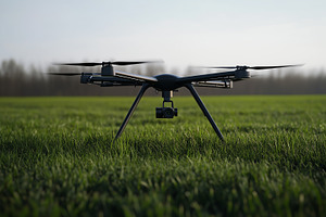 Drone hovering in air above field, a Technology Photo by MistyDay