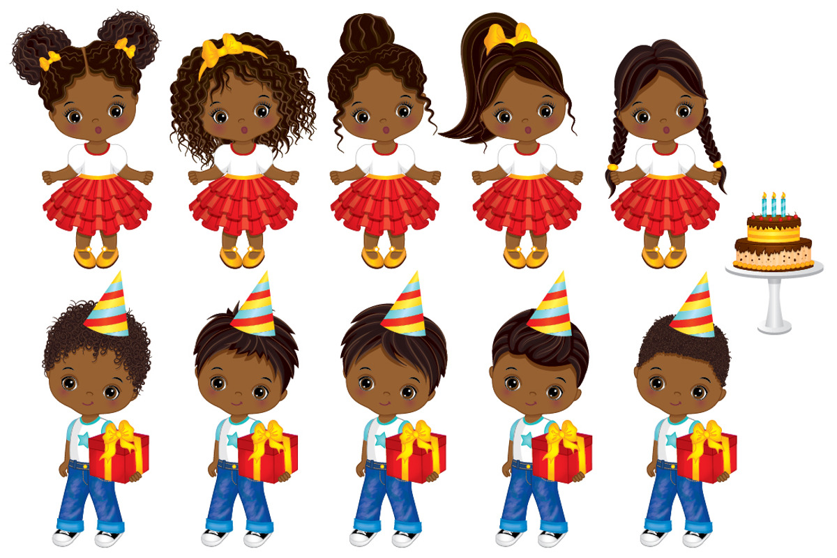 Vector Birthday African American Kid, an Illustration by TheCreativeMill (Photo 2 of 2)