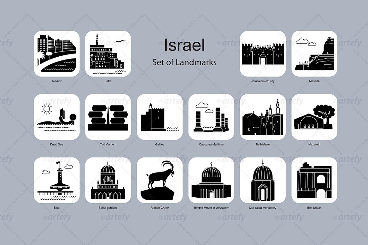 Israel landmark icons (16x), an Icon by Artefy's Graphic Bar (Photo 2 of 2)