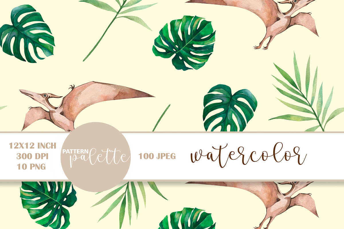 Watercolor Dinosaur Patterns PNG, a Pattern Graphic by PatternPalette (Photo 10 of 11)