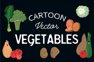 Cartoon Illustrated Vegetable Foods