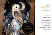 Barn Owl & Rock Crystal Illustration, an Animal Illustration by The Dutch Lady Designs (Thumbnail 2 of 4)