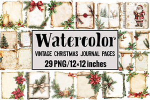 Vintage Christmas Journal Pages, an Illustration by Design Market