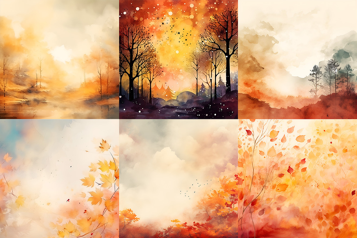 Watercolor Autumn Backgrounds 30JPG, a Background Graphic by MuzaArtStudio (Photo 3 of 4)