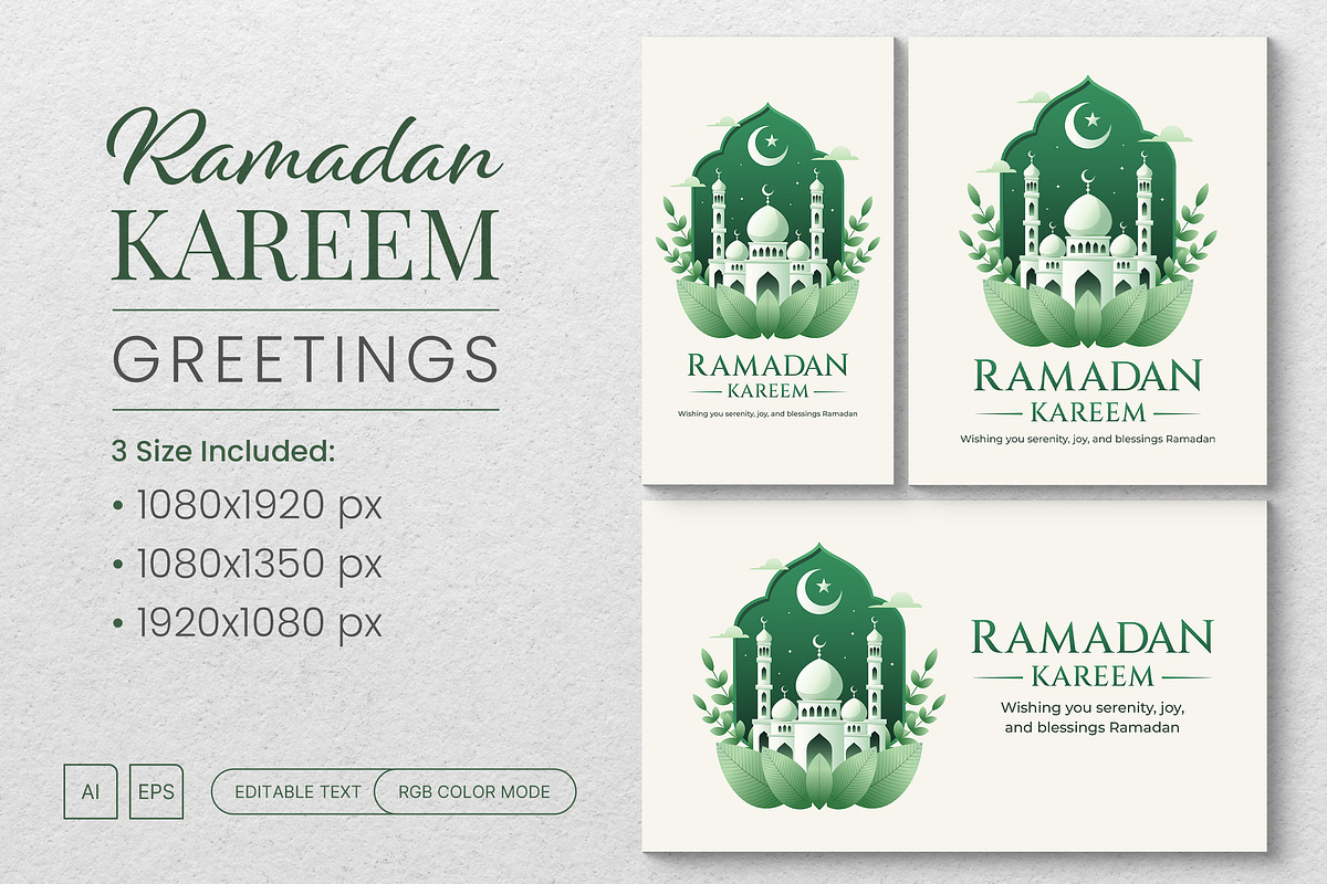 Ramadan Kareem Greetings Card Vol.2, a Social Media Template by muhisya (Photo 1 of 6)