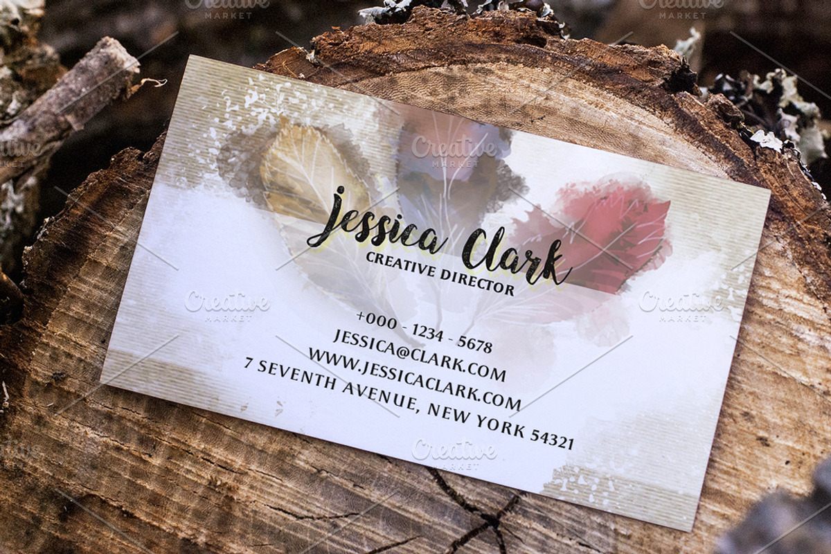 Watercolor Warm Business Card, a Business Card Template by land art (Photo 7 of 9)
