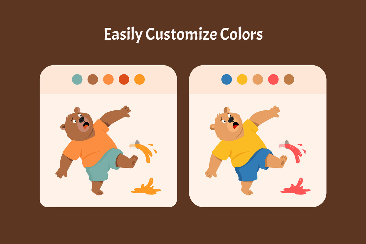 Flat Bear Characters Illustrations, an Animal Illustration by Brickclay (Photo 6 of 10)