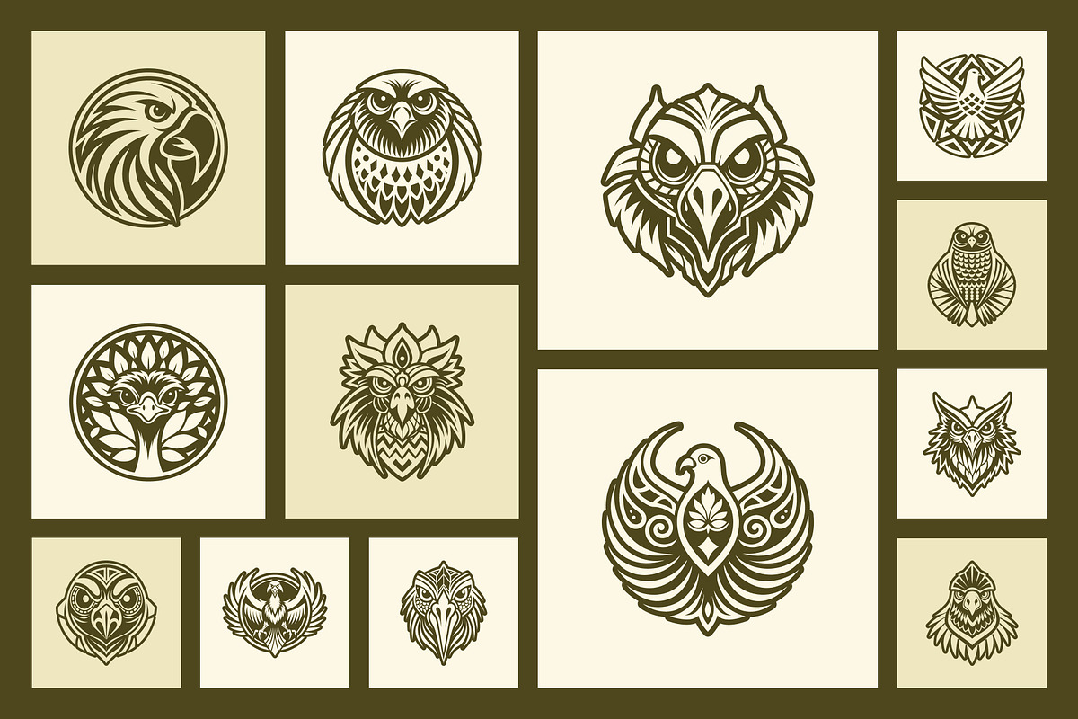 1500 Bird Logo Art Set, a Solid Icon by Creative Stall (Photo 8 of 38)