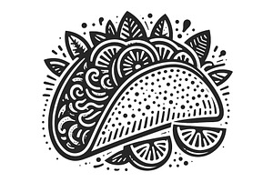 Mexican Cuisine Taco Engraving