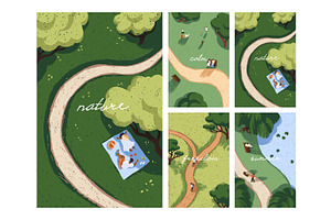 People have picnic in nature cards