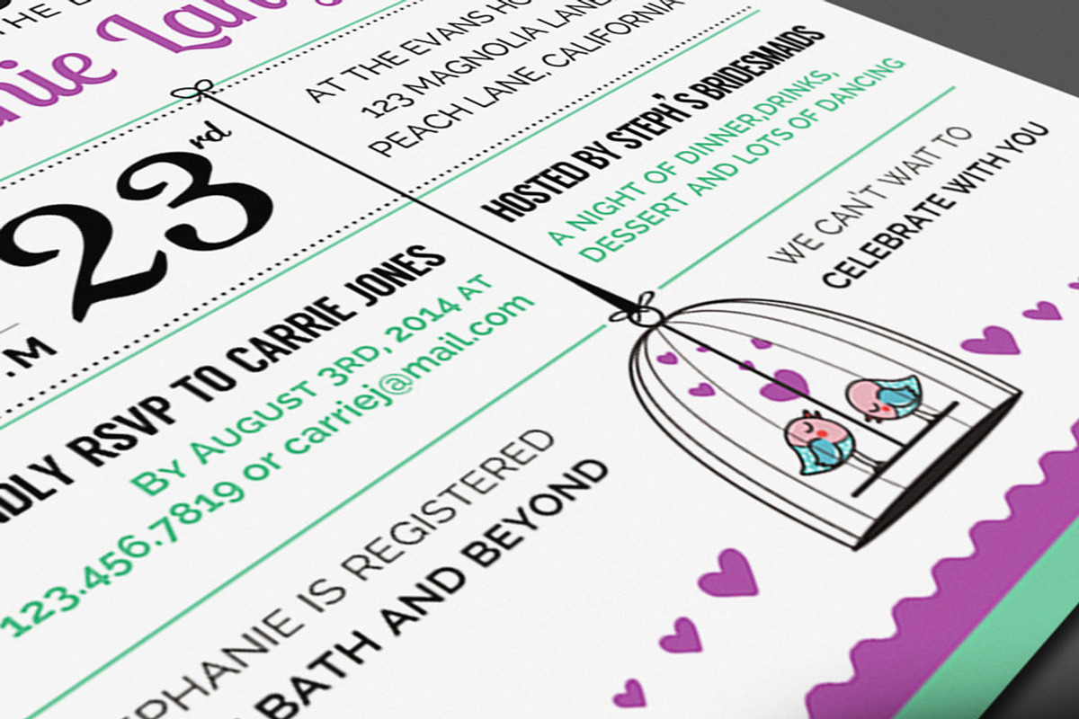 Illustrated Bridal Shower Invite, an Invitation Template by pallabip (Photo 7 of 7)