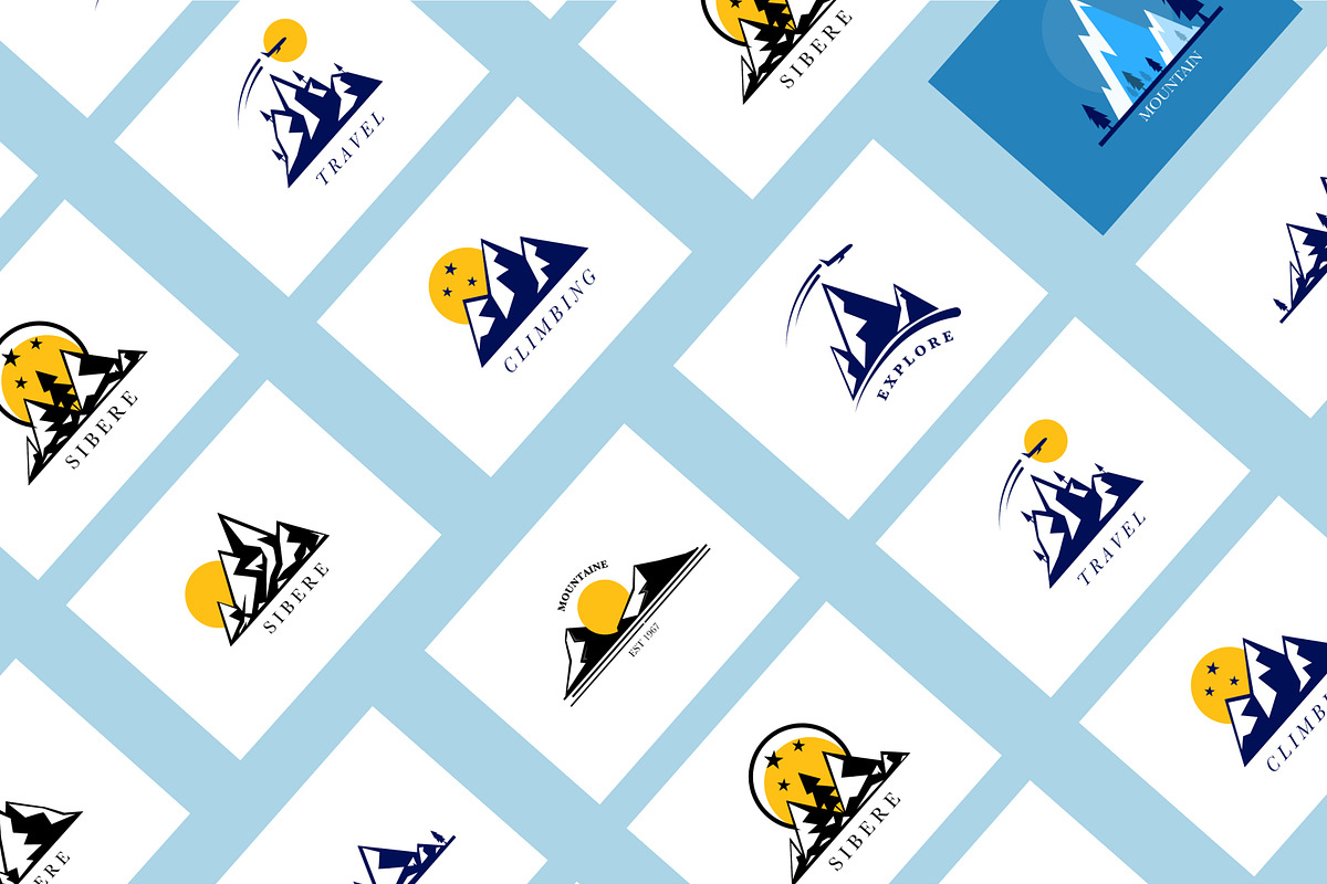 Mountains logo set bundle vector, a Seasonal Illustration by foxndeer (Photo 3 of 4)