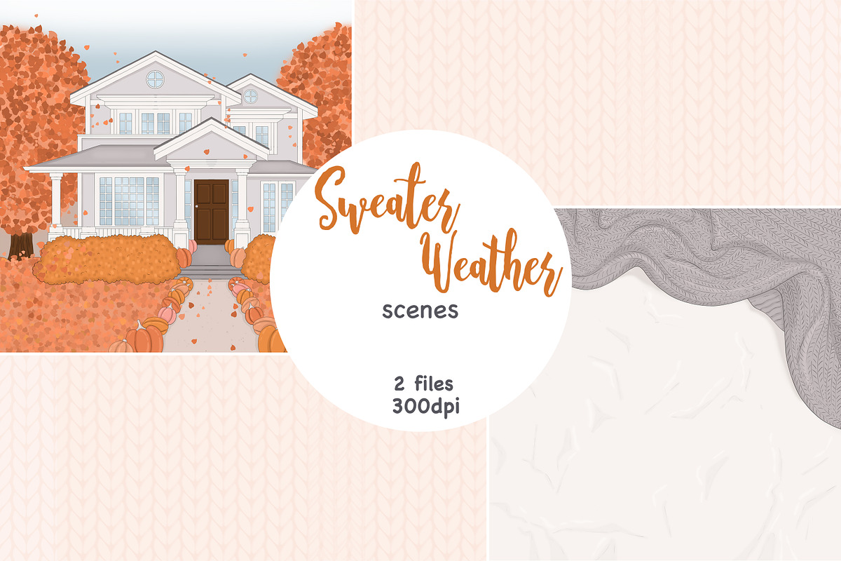 Sweater Weather Scenes, a Seasonal Illustration by GlamArtZhanna (Photo 1 of 3)