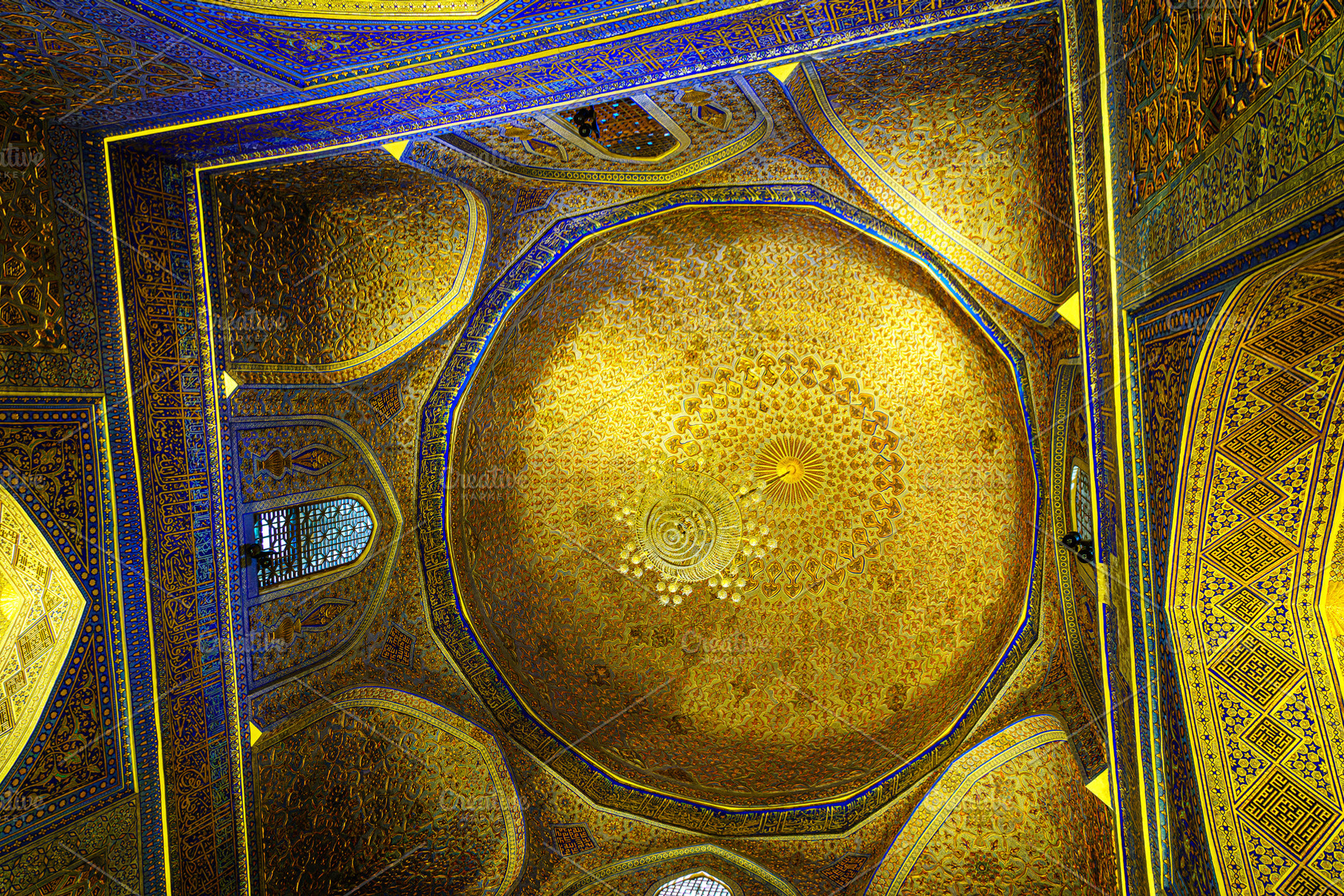 Ornament of the dome and interior of the Gur Emir mausoleum in S, an Abstract Photo by Eugene_Photo