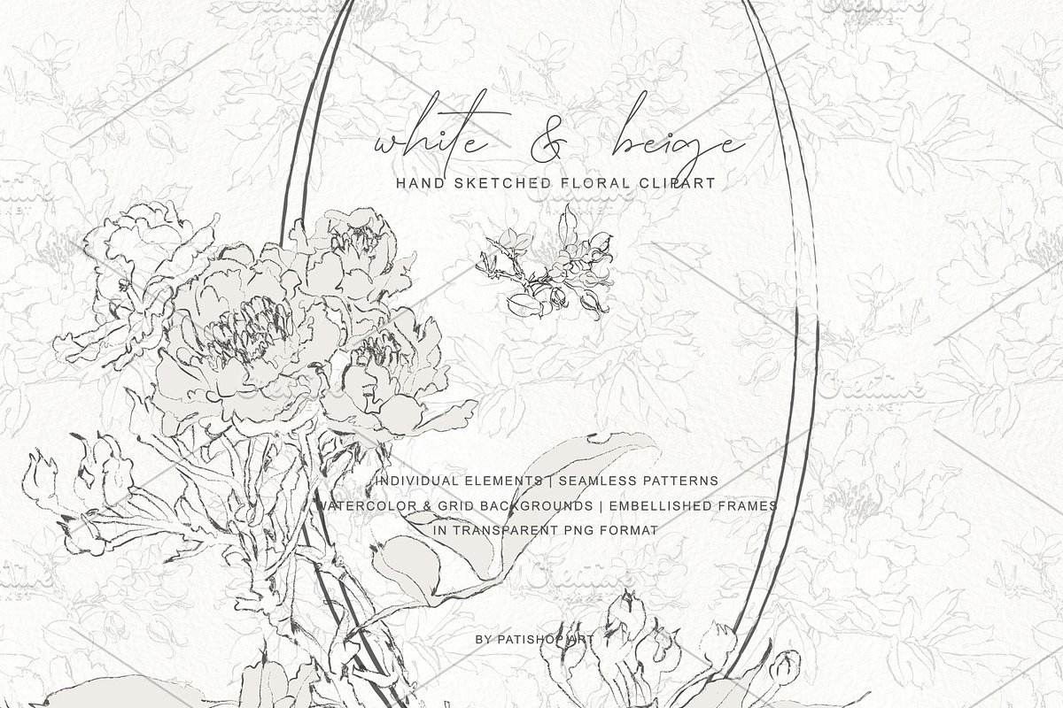 Pencil Sketched Fine Line Flowers Cl, an Illustration by Patishop Art (Photo 2 of 9)