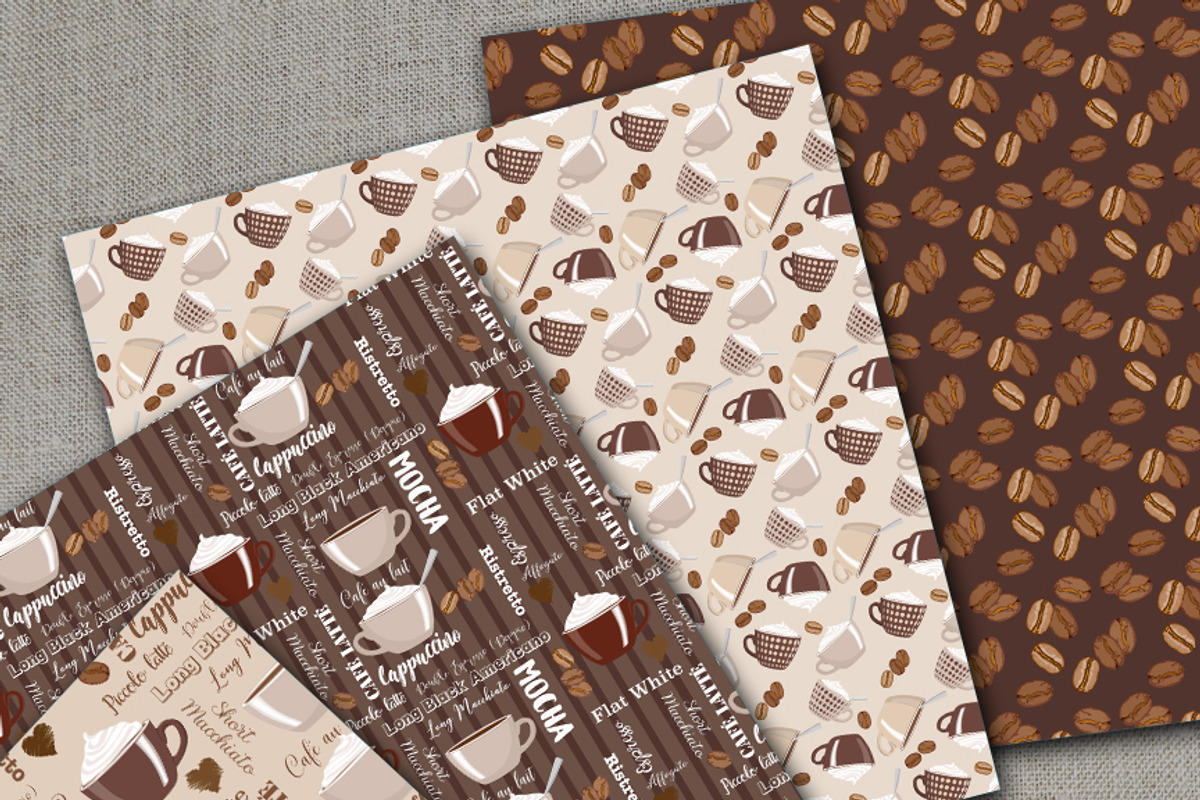 Cafe au lait, Coffee papers AMB-1563, a Pattern Graphic by AMBillustrations (Photo 1 of 2)