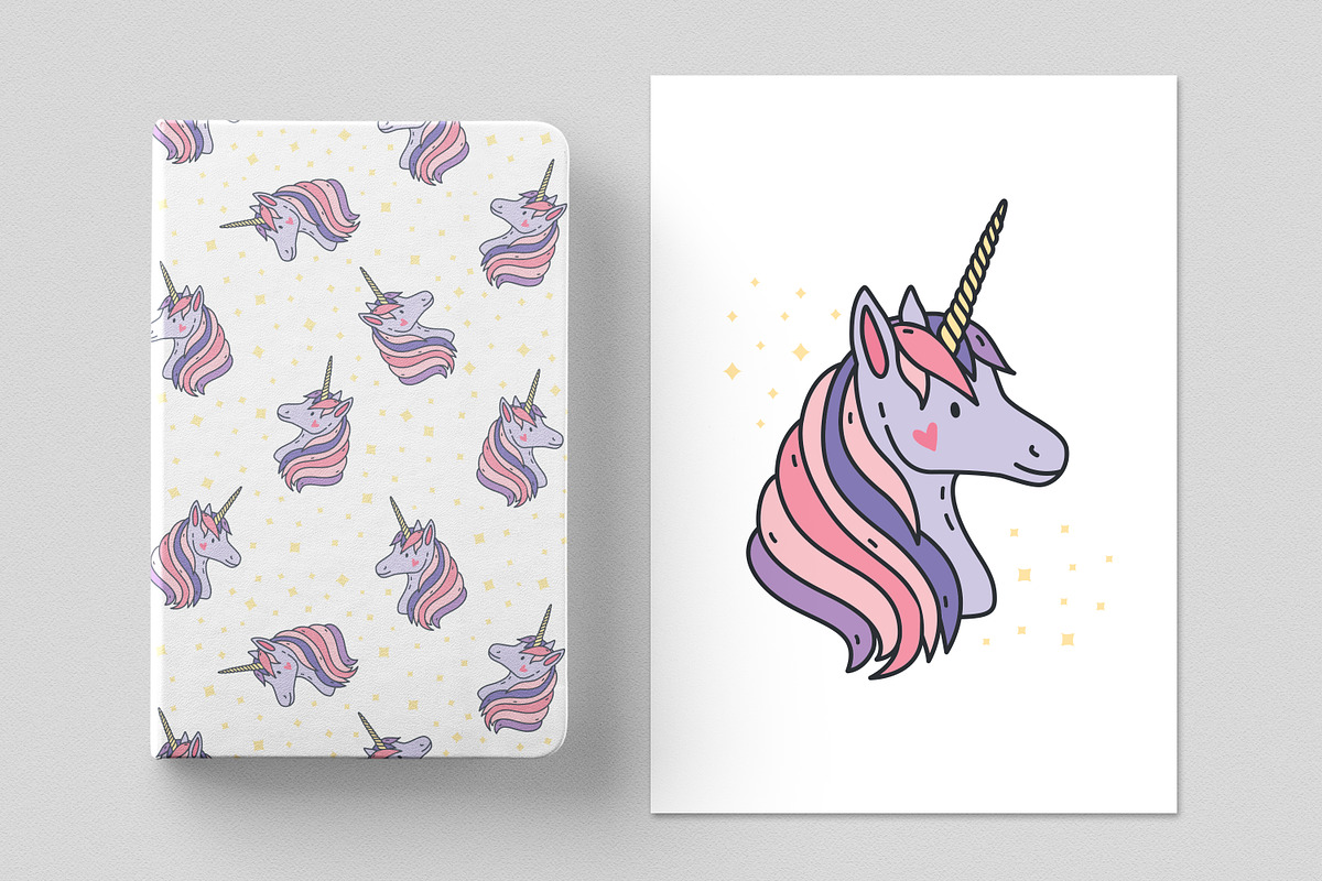 Cute unicorn heads seamless pattern, an Animal Illustration by Good Studio (Photo 4 of 4)