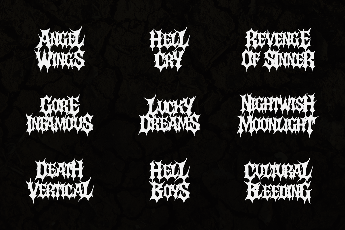 Darkness – Death Metal Typeface, a Blackletter Font by Masyafi Studio (Photo 3 of 4)