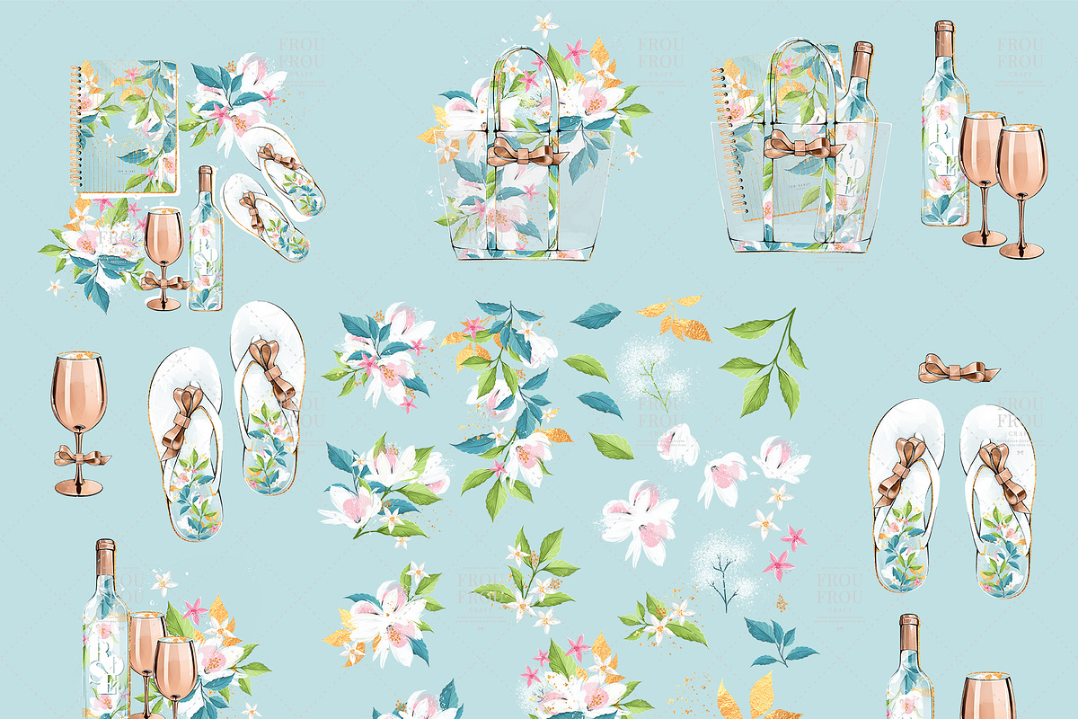 Summer Rose Gold Floral Clip Art, an Illustration by Frou Fou Craft (Photo 8 of 8)