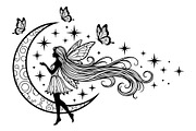 Fairy Moon Butterfly Silhouette, an Object Illustration by Gaye Art (Thumbnail 2 of 31)