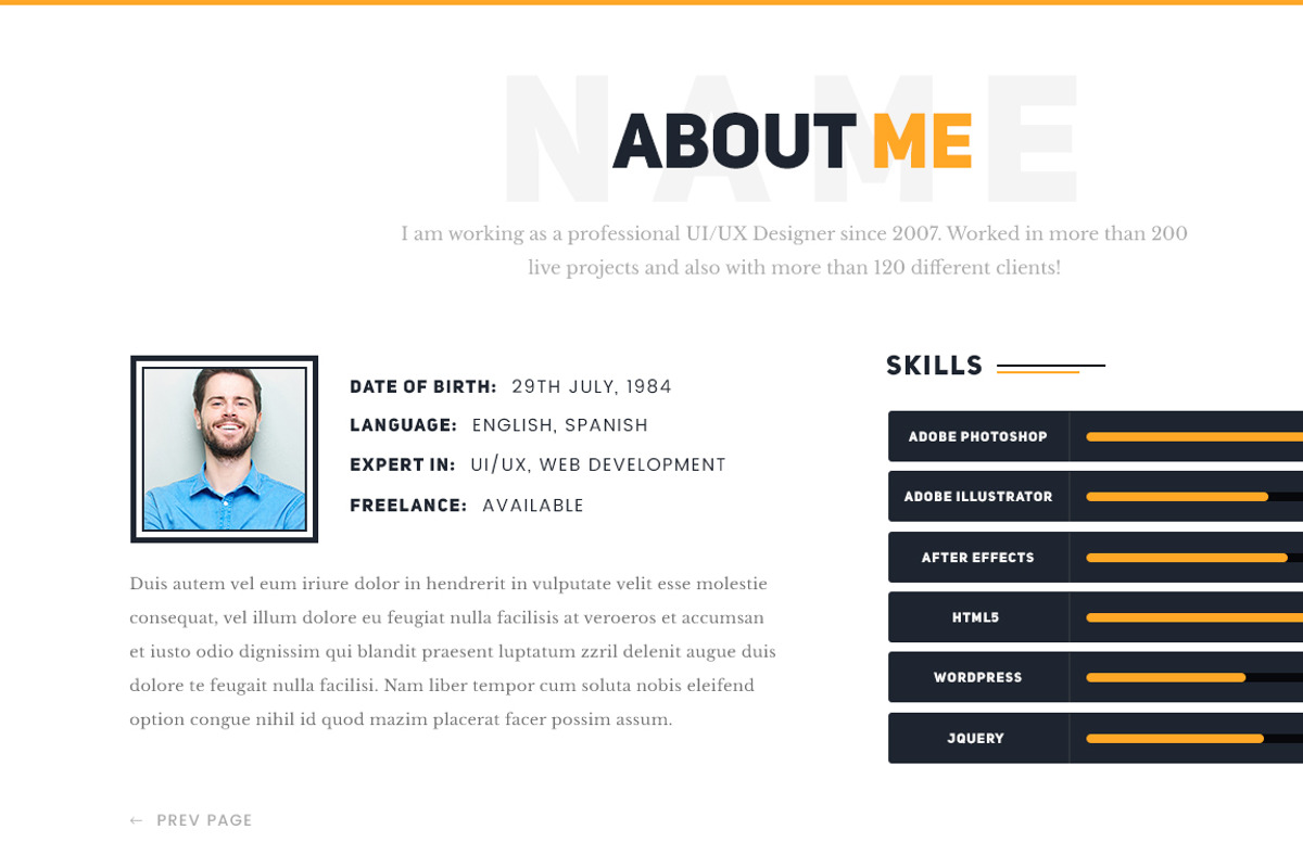 Phantom-Resume/CV/Portfolio Template, a Bootstrap Template by Themefisher (Photo 3 of 8)