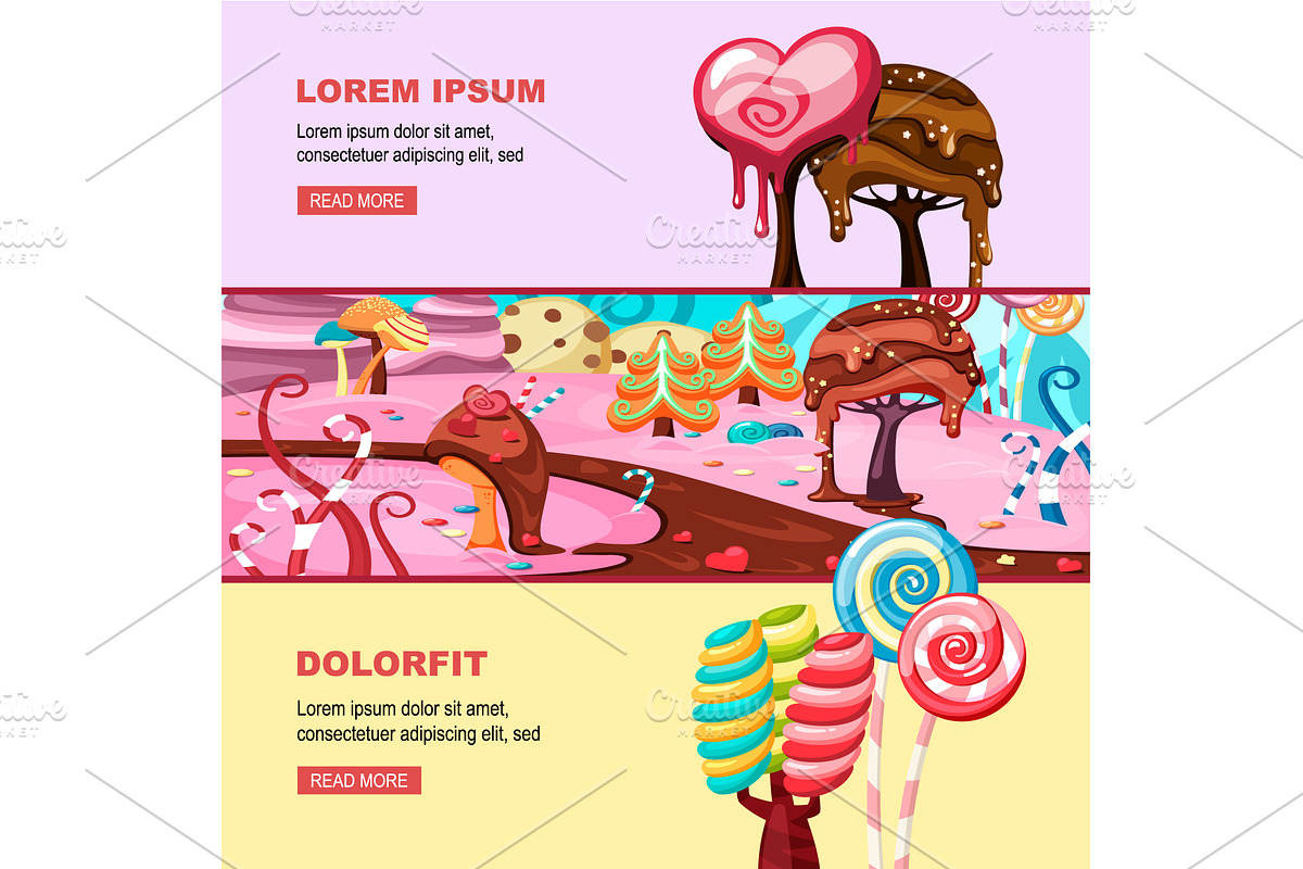 sweet candy landscape. tasty sugar, an Object Illustration by Multigon