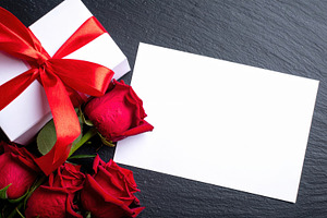 Roses and Gift Box with Blank Card, a Holiday Photo by Davizro's Market
