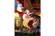 Christmas Santa Doberman Dog Art, an Animal Illustration by Art Paradise Studios (Thumbnail 1 of 3)