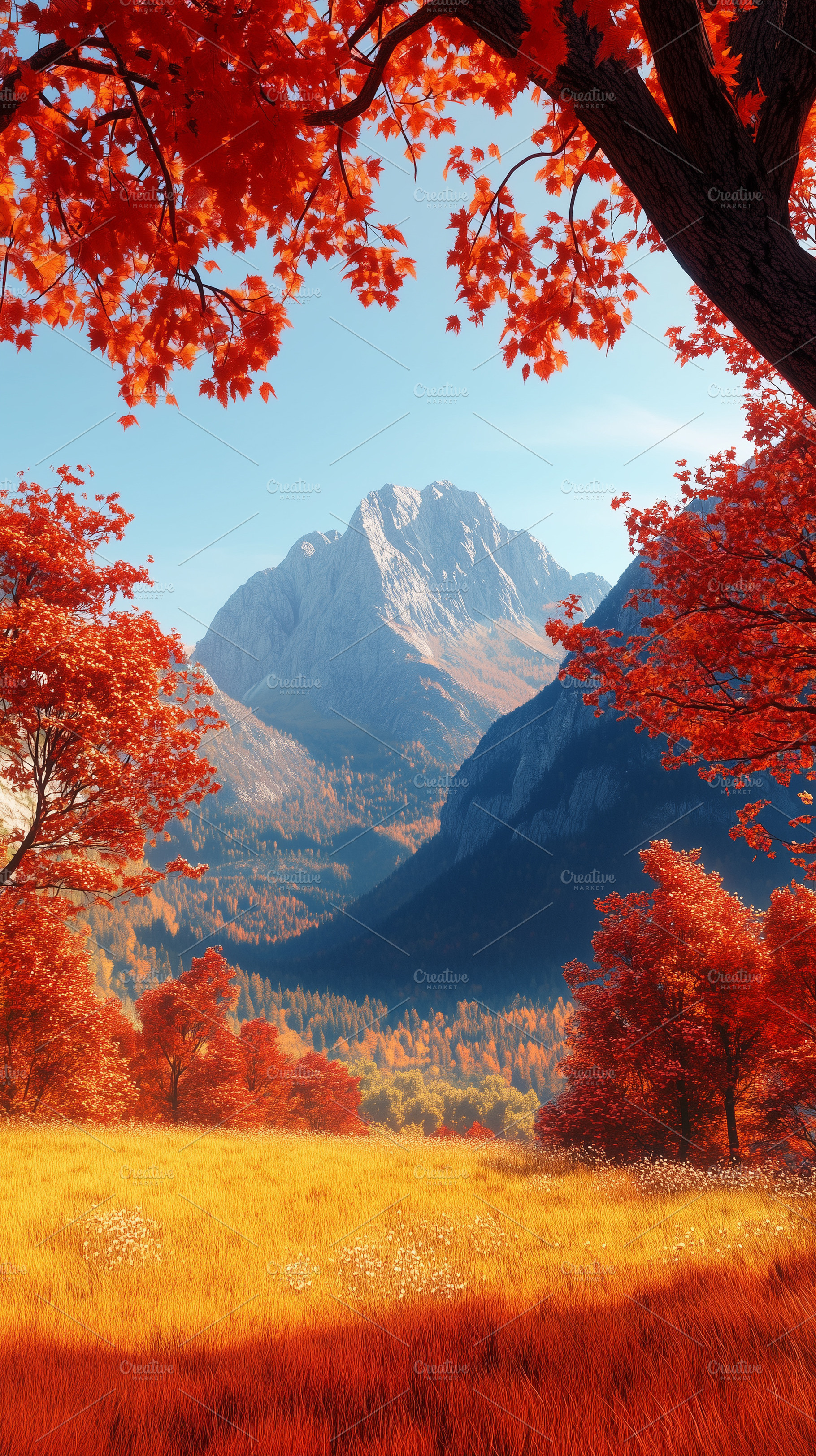 Colorful autumn landscape in valley, a Nature Photo by MistyDay