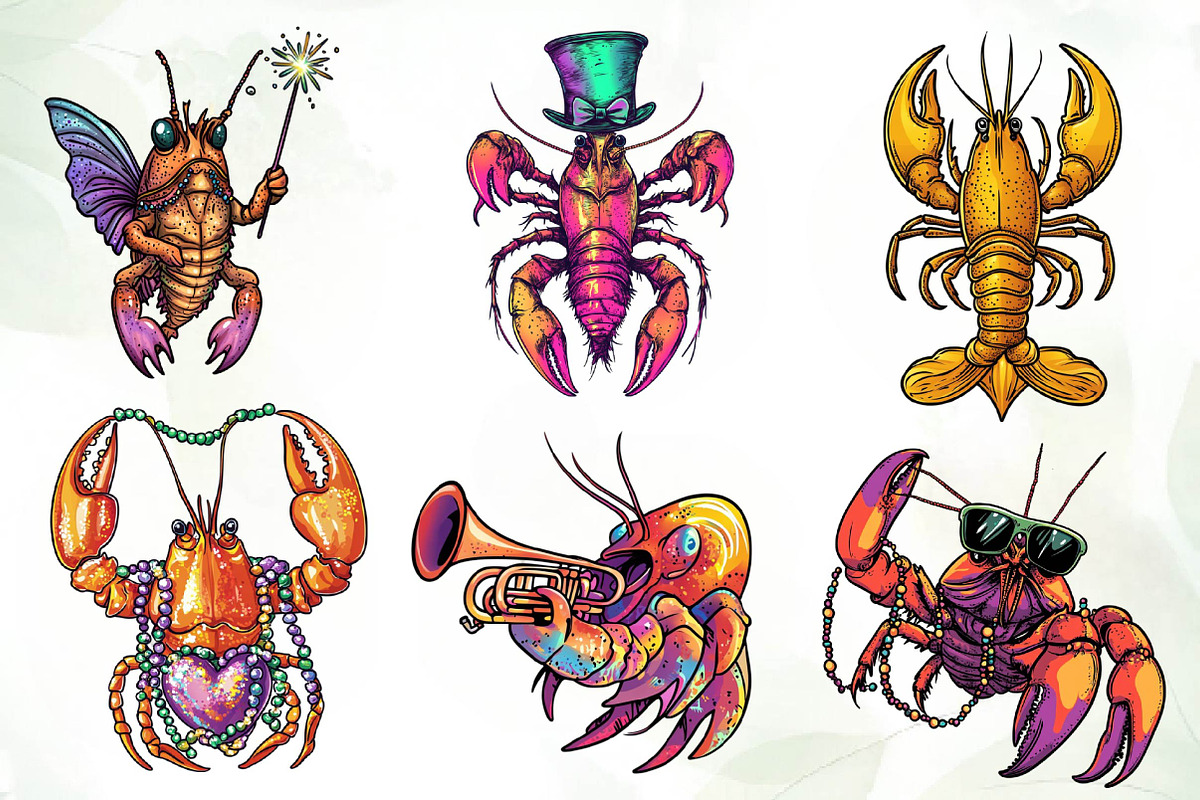Mardi Gras Crawfish Sublimation, an Illustration by CreationArt (Photo 2 of 5)