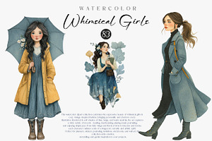Whimsical Girls Clipart Set, an Illustration by CreationArt