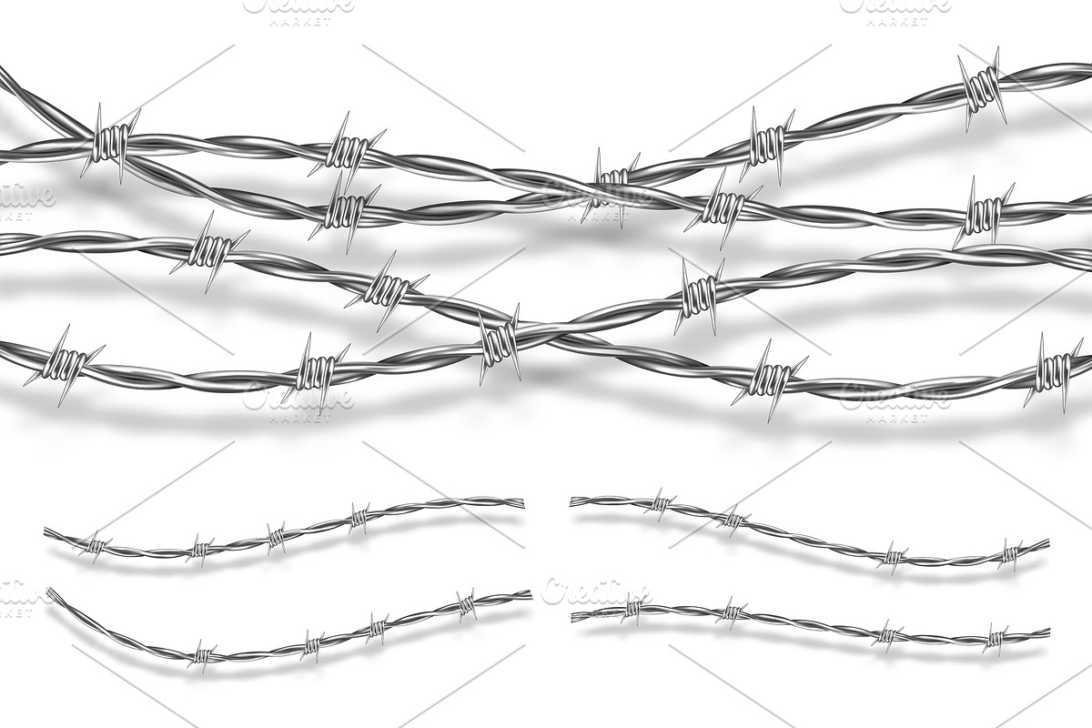 Metal steel barbed wire with thorns, a Decorative Illustration by art PVP - market