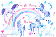 Watercolor Clipart Unicorns, an Illustration by Corner Croft (Thumbnail 1 of 6)