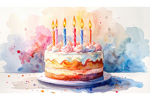 Festive birthday cake with colorful, a Holiday Photo by Igor Tichonow