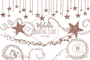 Rose Gold Metallic Star Clipart, an Illustration by ClipartBrat Graphics