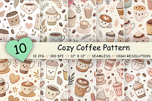 Cute Coffee Seamless Digital Paper, a Pattern Graphic by FloridPrintables