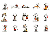 Whimsical Summer Cat Clipart, an Illustration by OK Design (Thumbnail 3 of 6)