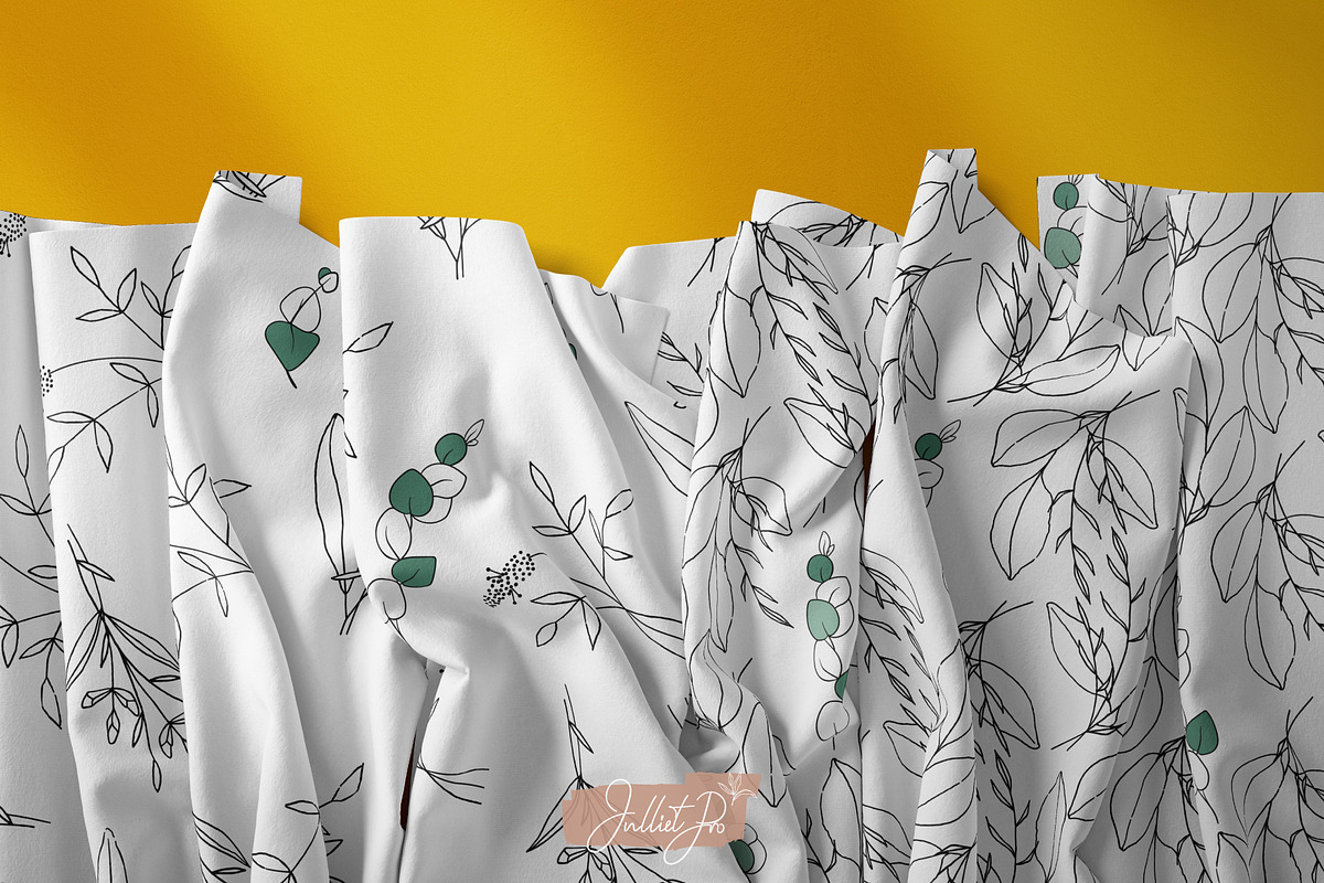 Doodle Eucalyptus botanical line art, a Pattern Graphic by JuDesign (Photo 7 of 7)
