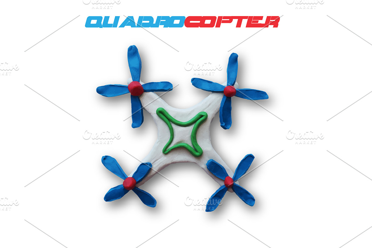 Plasticine vector quadrocopter drone, a Stationery Template by The Vector Vault (Photo 2 of 5)