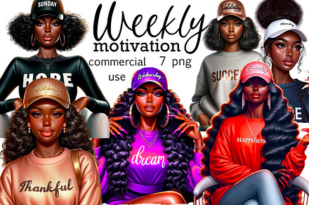 Weekly Motivation Black Girl PNG, a Person Illustration by Tanya Kart