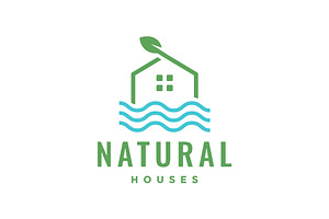 nature house with river village logo, a Branding & Logo Template by devastd