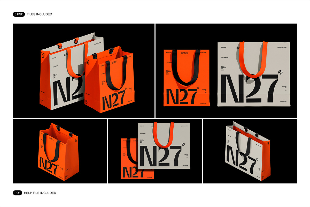 Paper Bag Mockup Set, a Packaging Mockup by Renderteam (Photo 2 of 12)