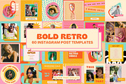 Retro Bold Instagram Post Templates, a Social Media Template by Hell Yeah Designs (Thumbnail 1 of 8)