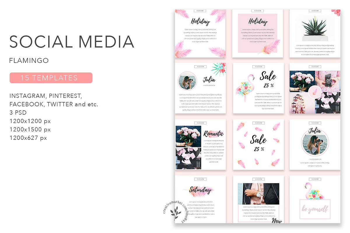 Flamingo | Social Media Pack, a Social Media Template by Blossom (Photo 1 of 7)